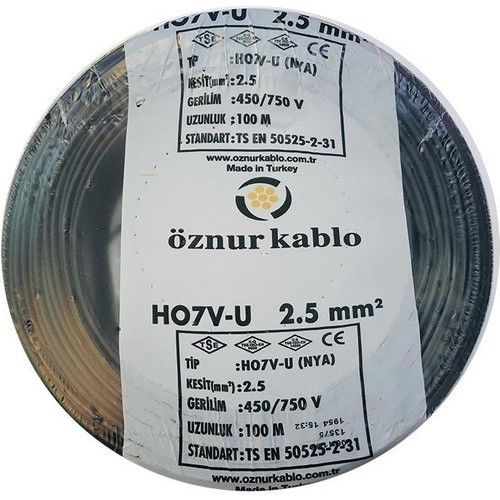 Öznur 2.5mm H07V-U NYA Kablo (Siyah) (Metre) #2