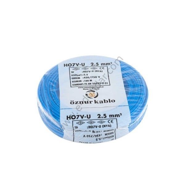 Öznur 2.5mm H07V-U NYA Kablo (Mavi) (Metre) #3