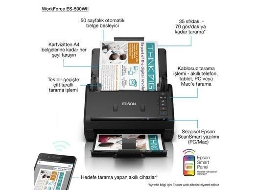 Epson WorkForce ES-500W II Wifi+DADF Tarayıcı #2