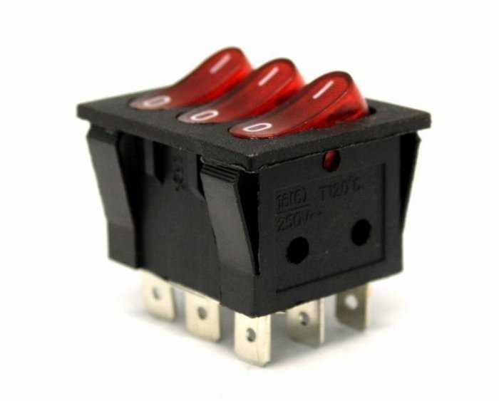IC135 3 Lü Işıklı Anahtar On-Off 9P