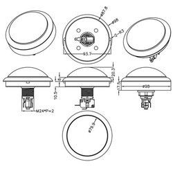 IC180J-5 Atari Buton 24mm 12V Led 100mm Kafa Yeşil #4