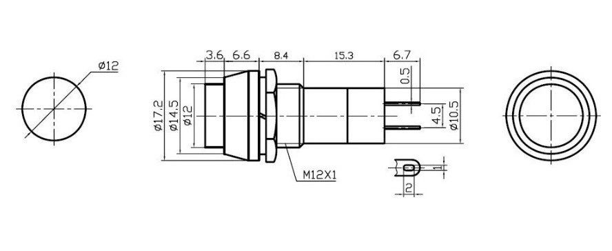 IC186 Yuvarlak Yeşil Push Buton Yaylı 38x16mm #3