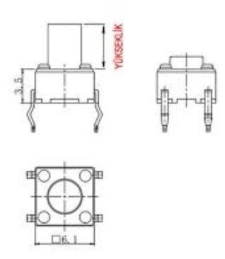 IC200 Mini Tac Switch C-9 Buton 4 Pin 6x6x13.5mm #2