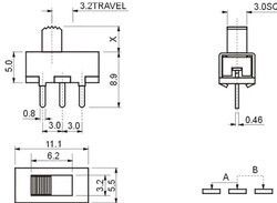 IC205  3 Pin ON-OFF PCP Mini Sürgülü Anahtar #2
