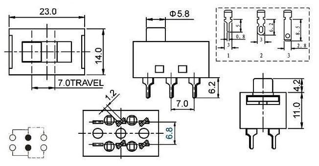 IC210 Sürgülü Plastik Anahtar 6 Pin #2