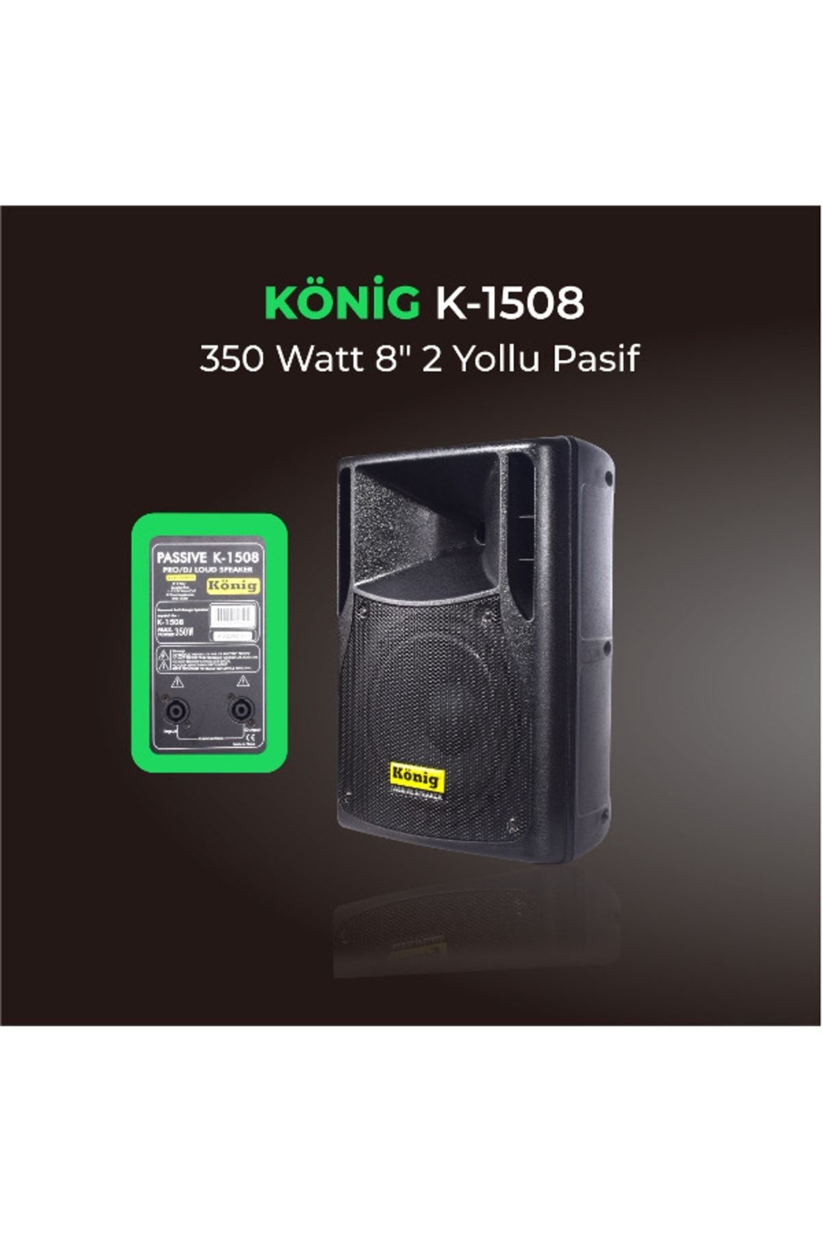 König K-1508 8' 350W 2 Yollu Pasif Siyah Kabin #2