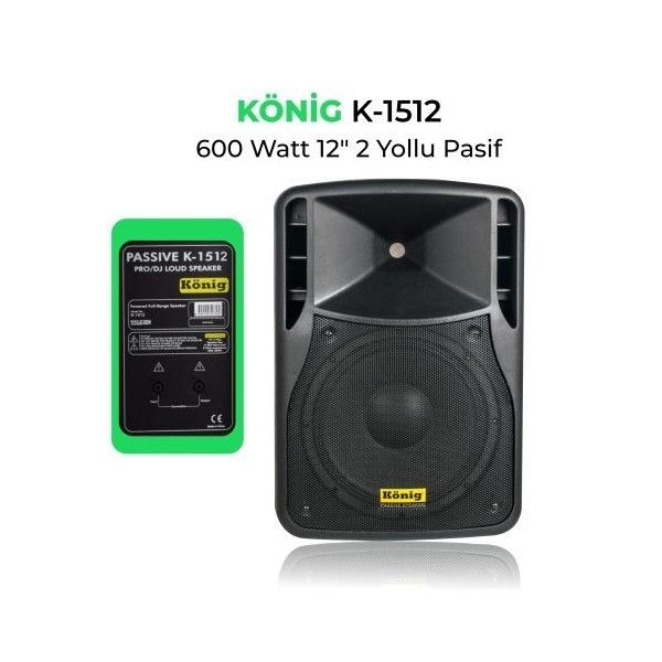 König K-1512 12' 600W 2 Yollu Pasif Siyah Kabin #2