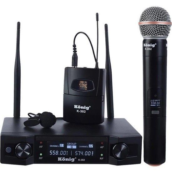 König K-312 E-Y UHF Çift Kanal 1 El 1 Yaka Mikrofonu #1