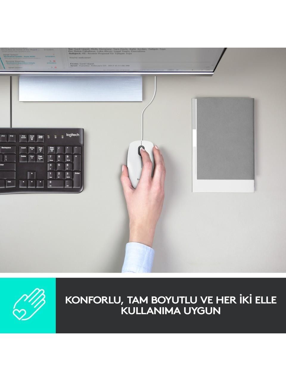 Logitech M100 Kablolu Beyaz Mouse #2