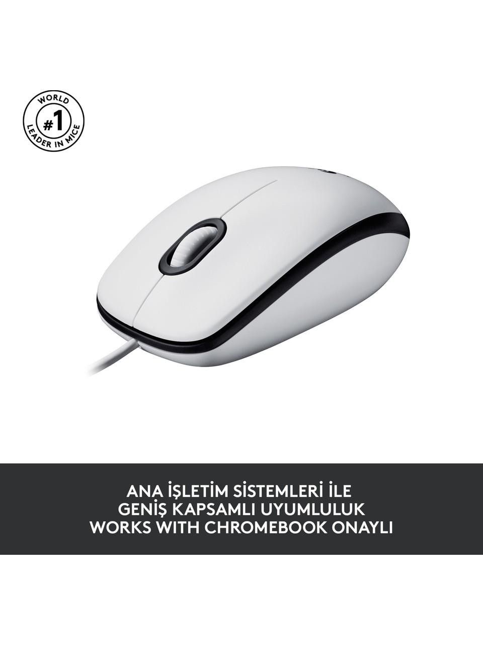 Logitech M100 Kablolu Beyaz Mouse #4