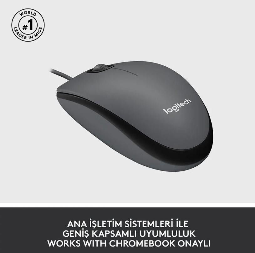 Logitech M100 Kablolu Siyah Mouse #4