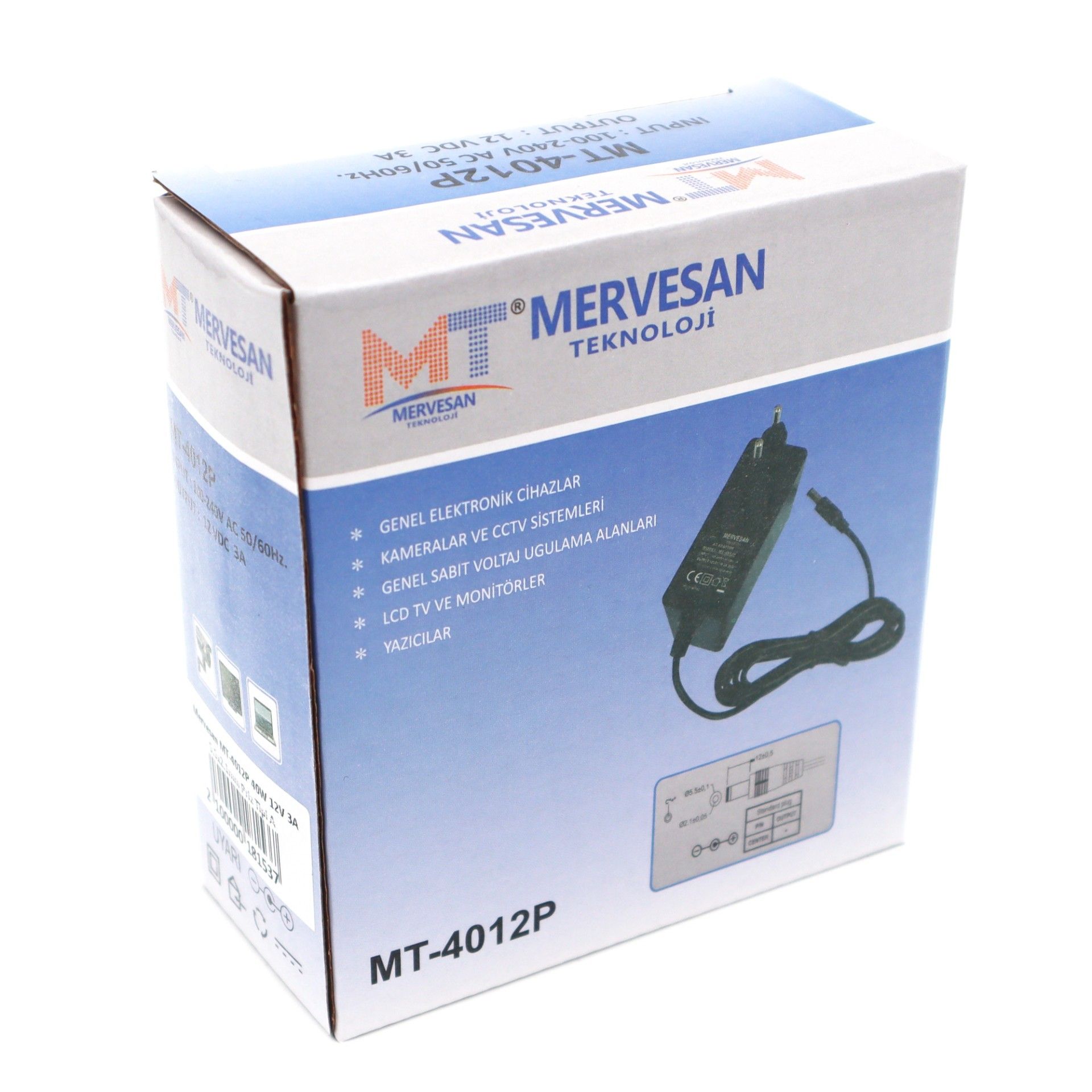 Mervesan MT-4012P 40W 12V 3A 5.5x2.1mm Priz Tipi A #3