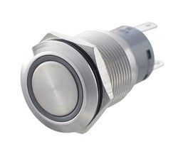 Metal Buton Kalıcı 19mm 24V Beyaz Ledli