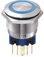 Metal Buton Kalıcı 22mm 24V Kırmızı Ledli