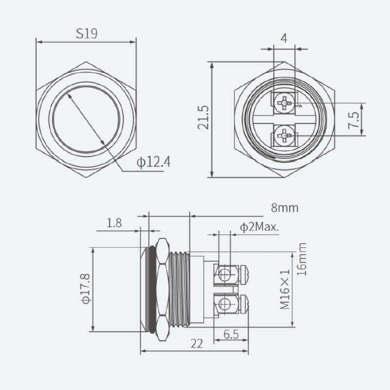 Metal Buton Yaylı 16mm #2