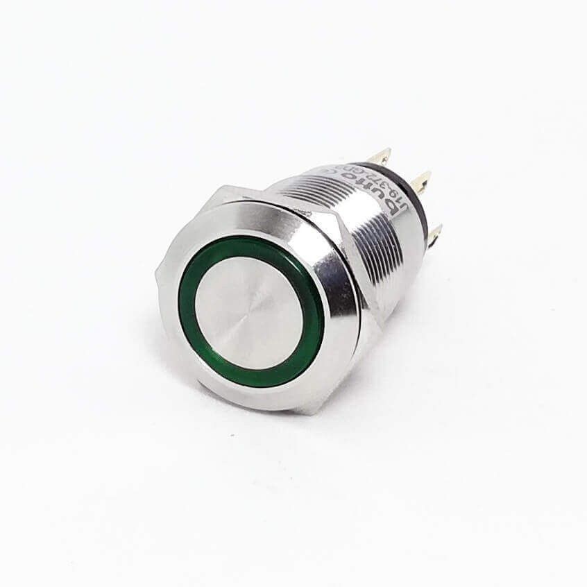 Metal Buton Yaylı 19mm 24V Yeşil Ledli #2