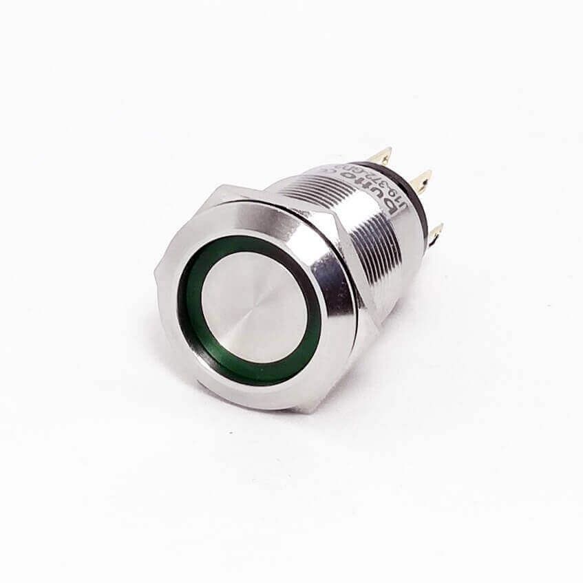 Metal Buton Yaylı 19mm 24V Yeşil Ledli #3