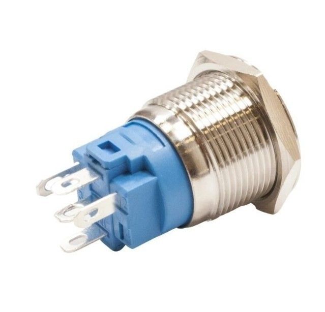 Metal Buton Yaylı 19mm 24V Kırmızı Ledli #3