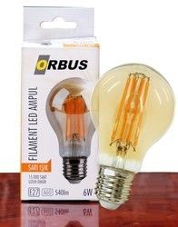 Orbus 6W E27 540 Lm A60 Sarı Filament Led Ampul #2