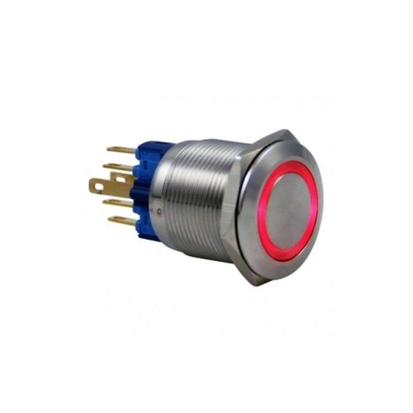 Plastik Buton Yaylı 22mm 24V Kırmızı Ledli