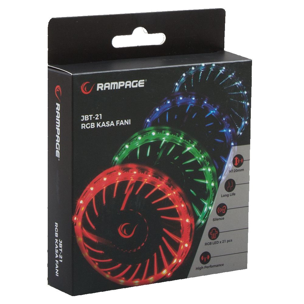 Rampage JBT-21 120x120x25mm RGB Ledli Kasa Fanı #3