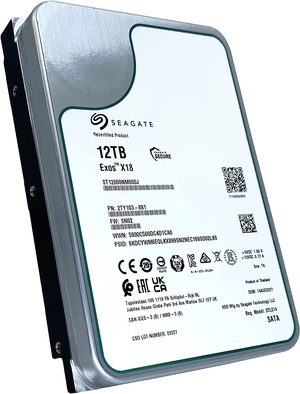 Seagate 3.5 inc EXOS X18 12Tb 7200Rpm 256Mb Hdd