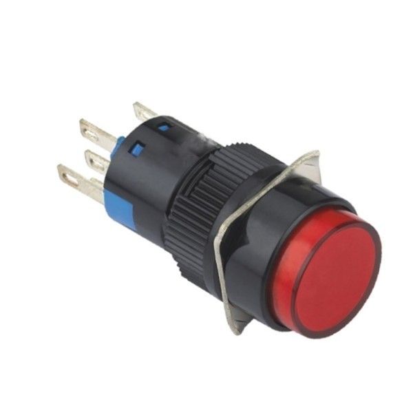 SY-11-R Plastik Buton Yaylı 5Pin 16mm 24-220V Kırmızı