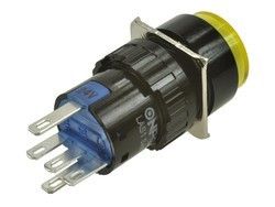 SY-11-Y Plastik Buton Yaylı 5Pin 16mm 24-220V Sarı #2