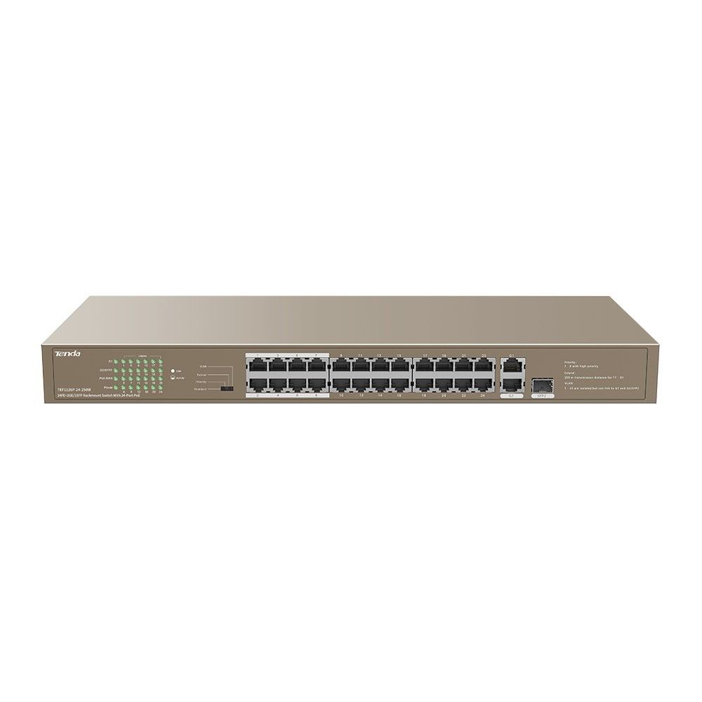 Tenda TEF1126P-24-250W 24 Port Poe 10/100 2GB 1SFP