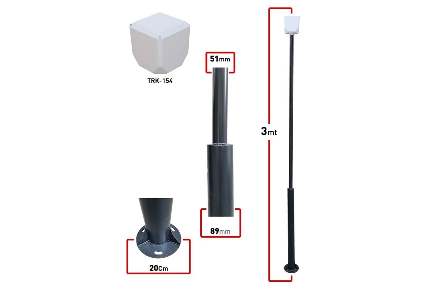 TRK-300-X 3m Metal Direk + Küp Kamera Kutusu