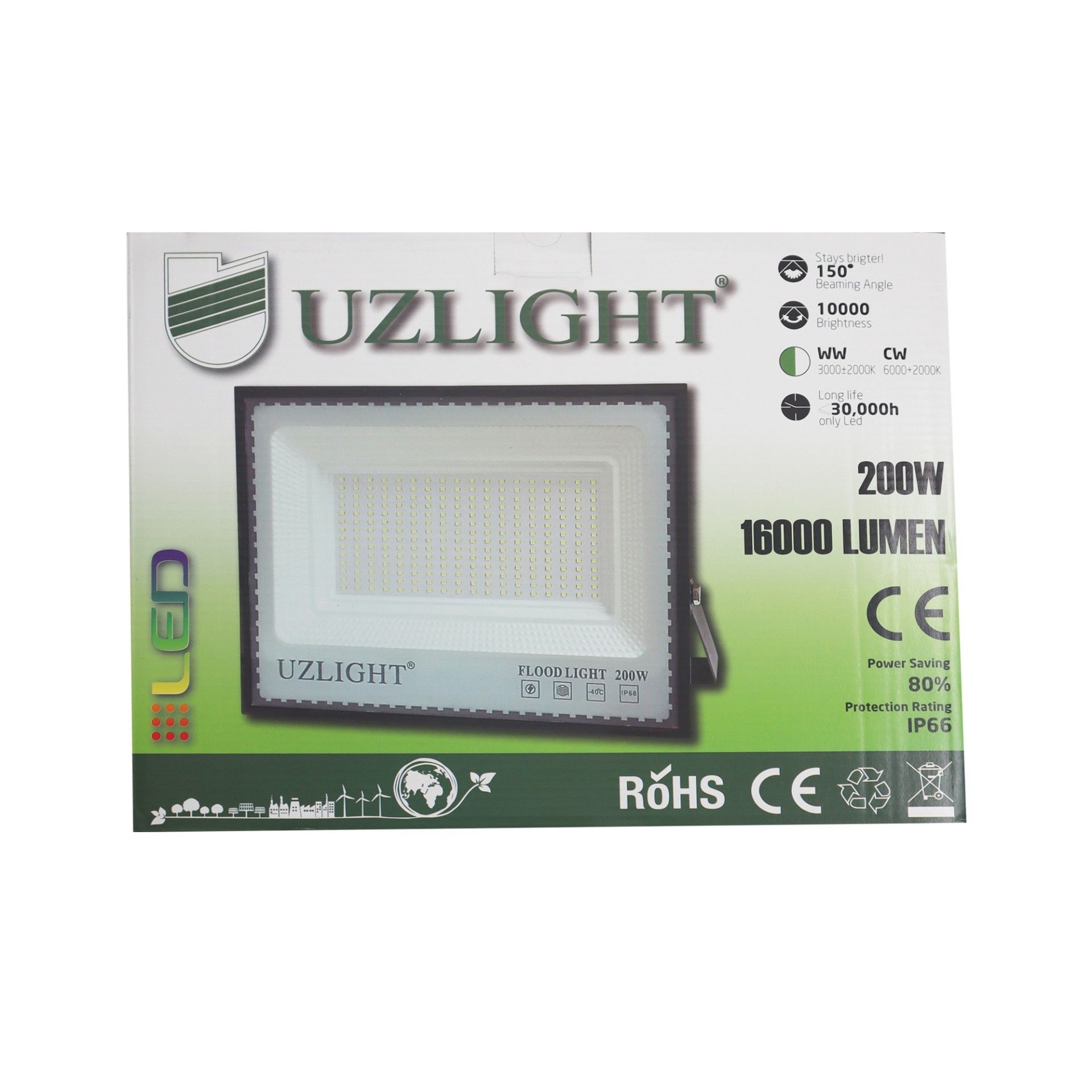 Uzlight Slim 200W Led Projektör Sarı #4