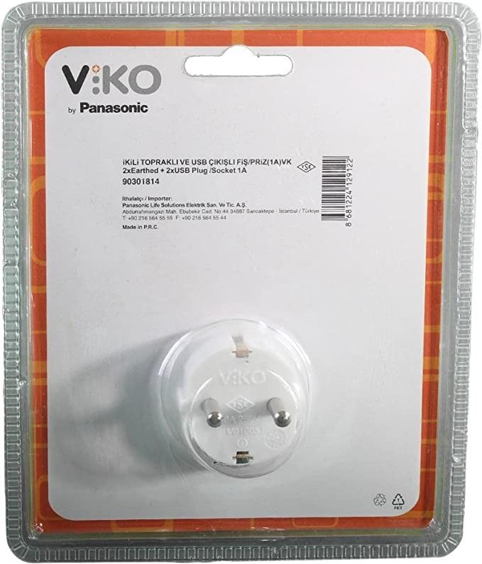 Viko Topraklı ve USB Çıkışlı Fiş-Priz 1A VK #2
