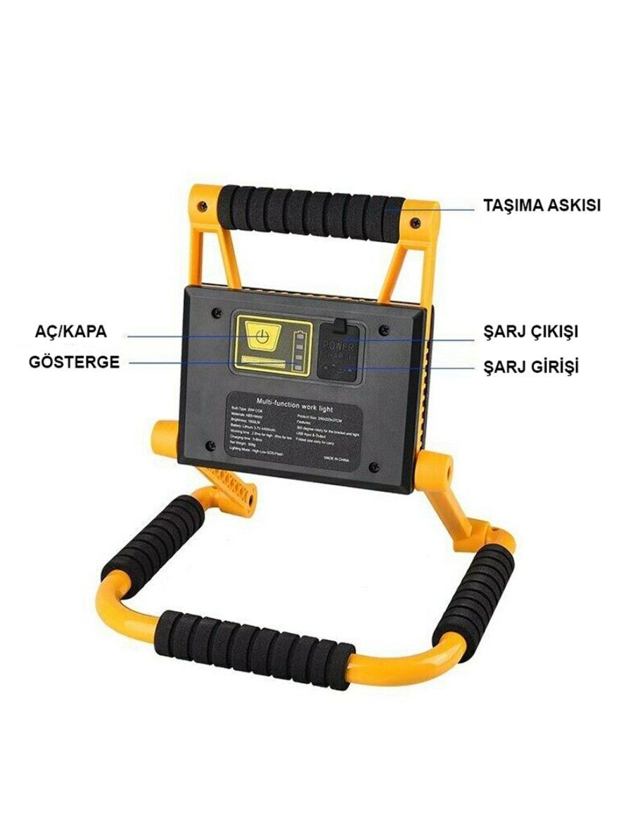 Watton WT-328 20W Şarjlı Seyyar Led Projektör #2