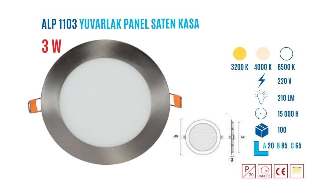 YCL ALP-1103B 3W Sıvaaltı Yuvarlak Beyaz Saten Pan #4