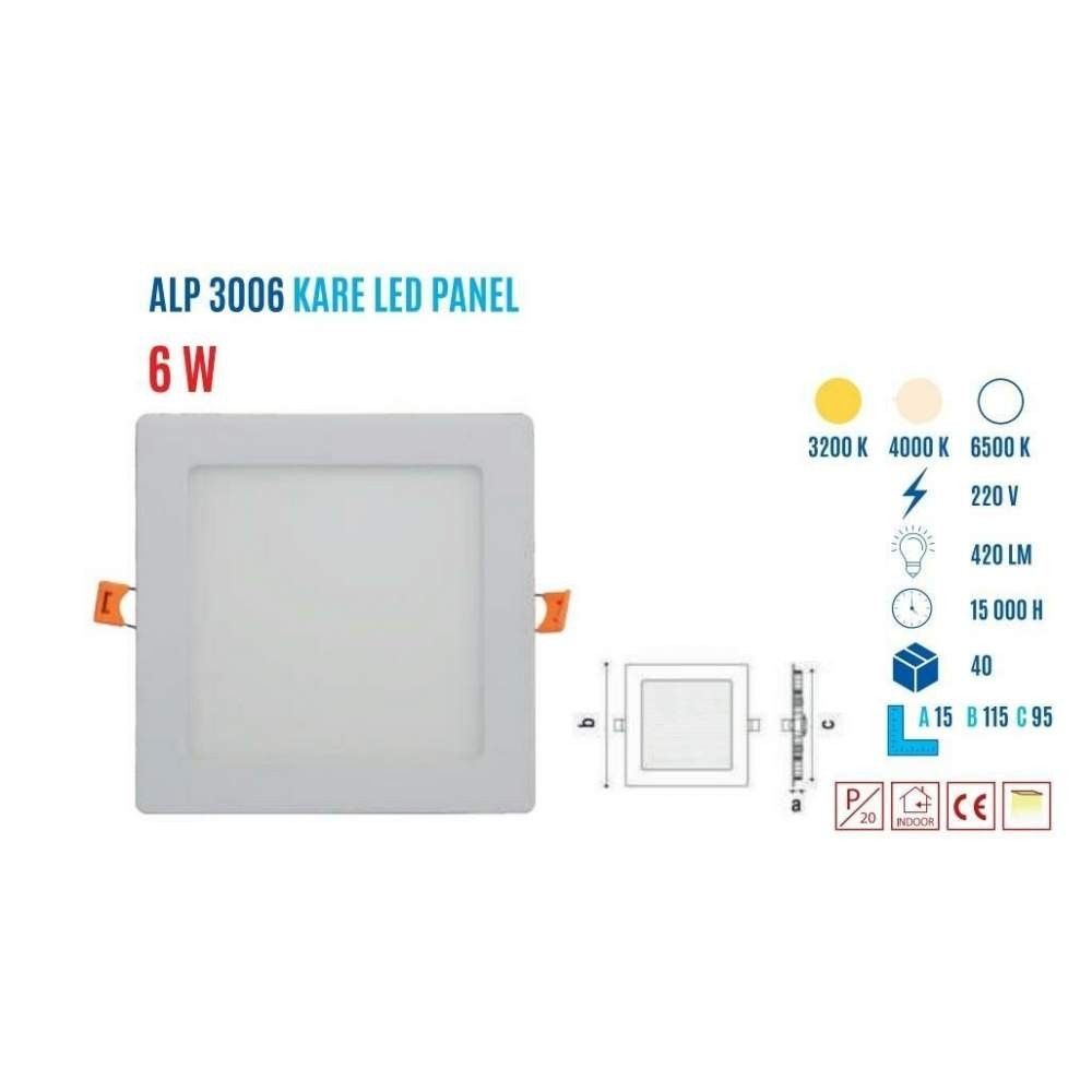 YCL ALP-3006B 6W Sıvaaltı Kare Beyaz Led Panel #2