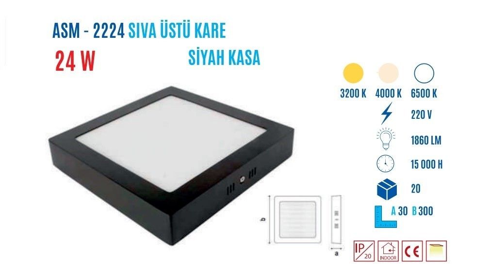 YCL ASM-2224G 24W S.üstü Kare Led Panel Günışığı #2