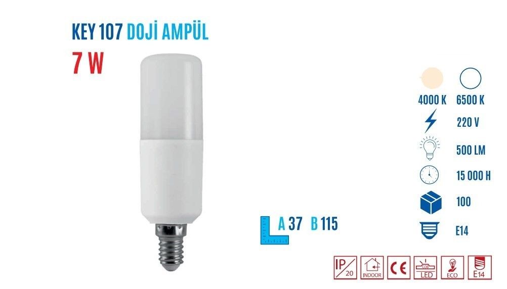 YCL KEY-107B 7W E14 560 Lumen Doji Led Ampul Beyaz #4