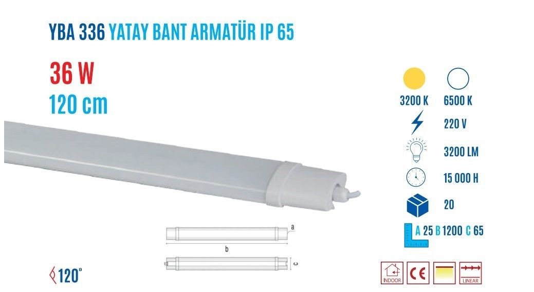 YCL YBA-336G 36W 120cm Günışığı Yatay Bant Armatür #2