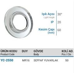 YCL YC-2550 MR16 Cam Led Spot Kasası Yuvarlak #3