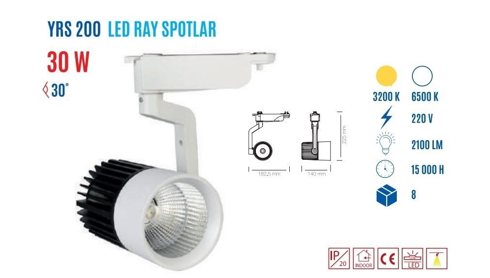 YCL YRS-200B 30W Cob Led Ray Spot Armatür Beyaz #2