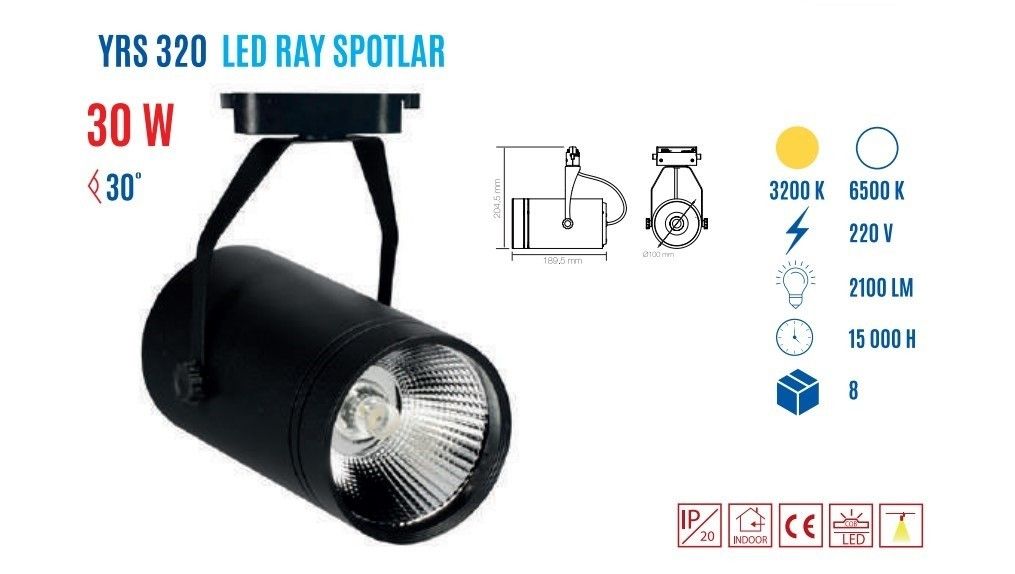 YCL YRS-320B 30W Cob Led Ray Spot Armatür Beyaz #4