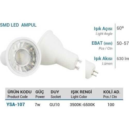 YCL YSA-107A 7W GU10 Amber Smd Led Çanak Ampul #2