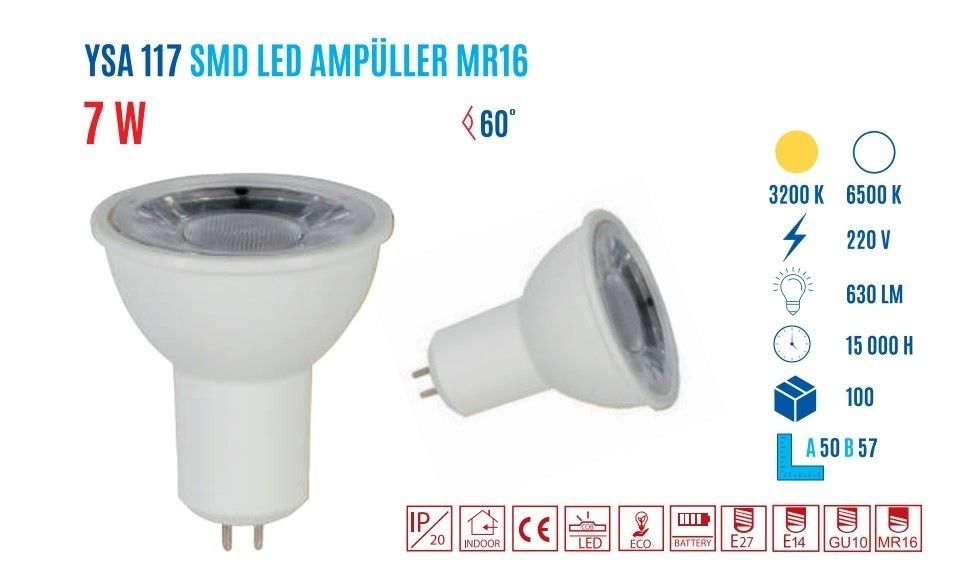 YCL YSA-117G 7W MR16 Günışığı Smd Led Çanak Ampul #2