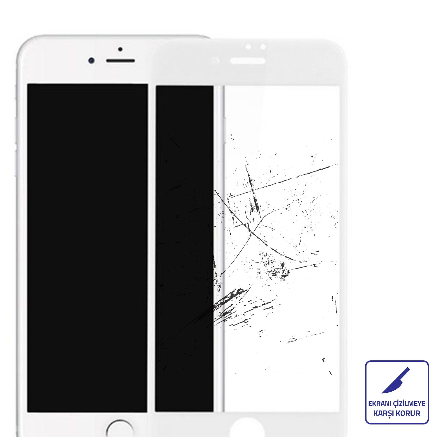 Bufalo iPhone 7 Plus / 8 Plus Ekran Koruyucu Seramik Mat Nano 9D Tam Kaplama Beyaz