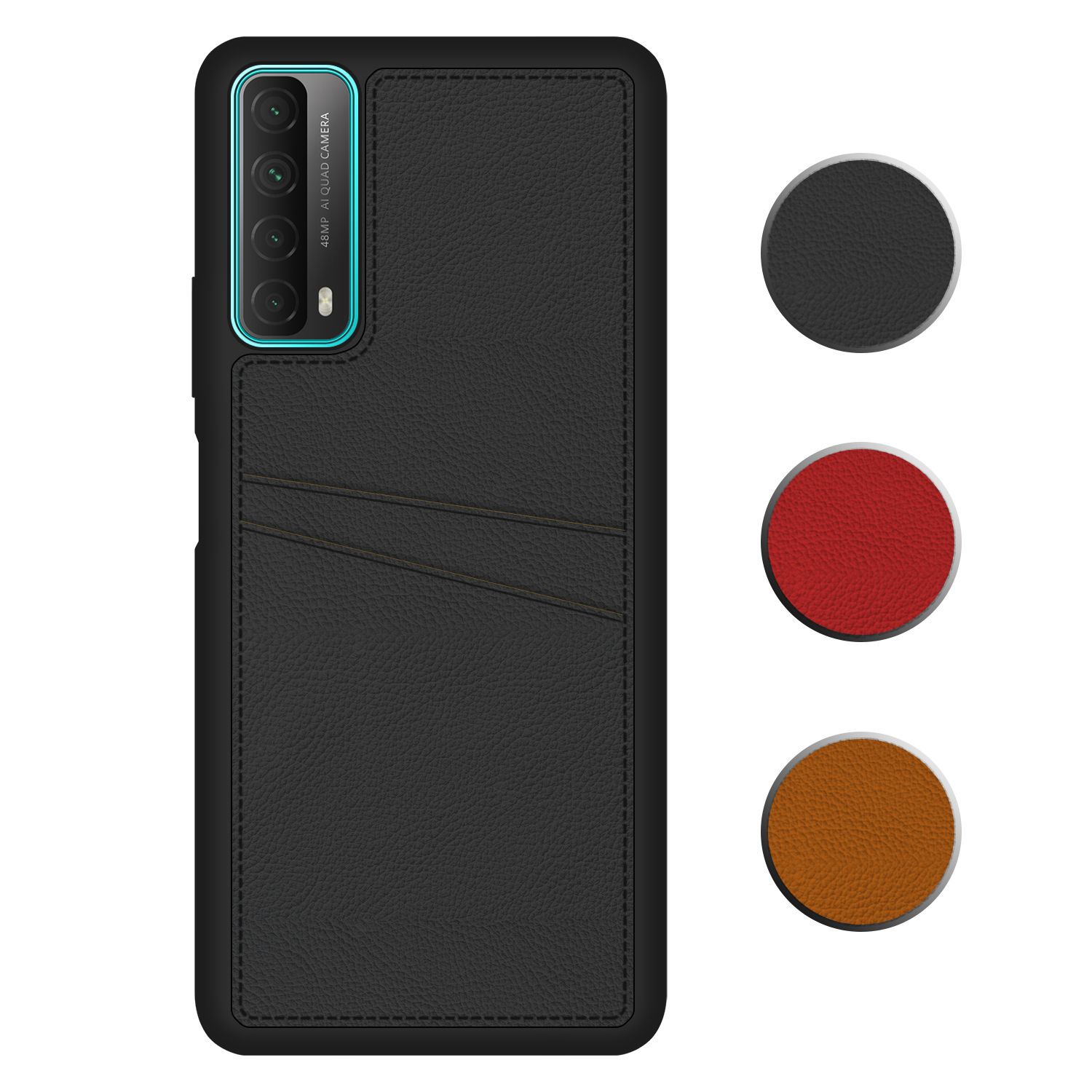 FitCase Huawei P Smart 2021 Kılıf Proda Deri Çift Kartlık Cepli Kapak