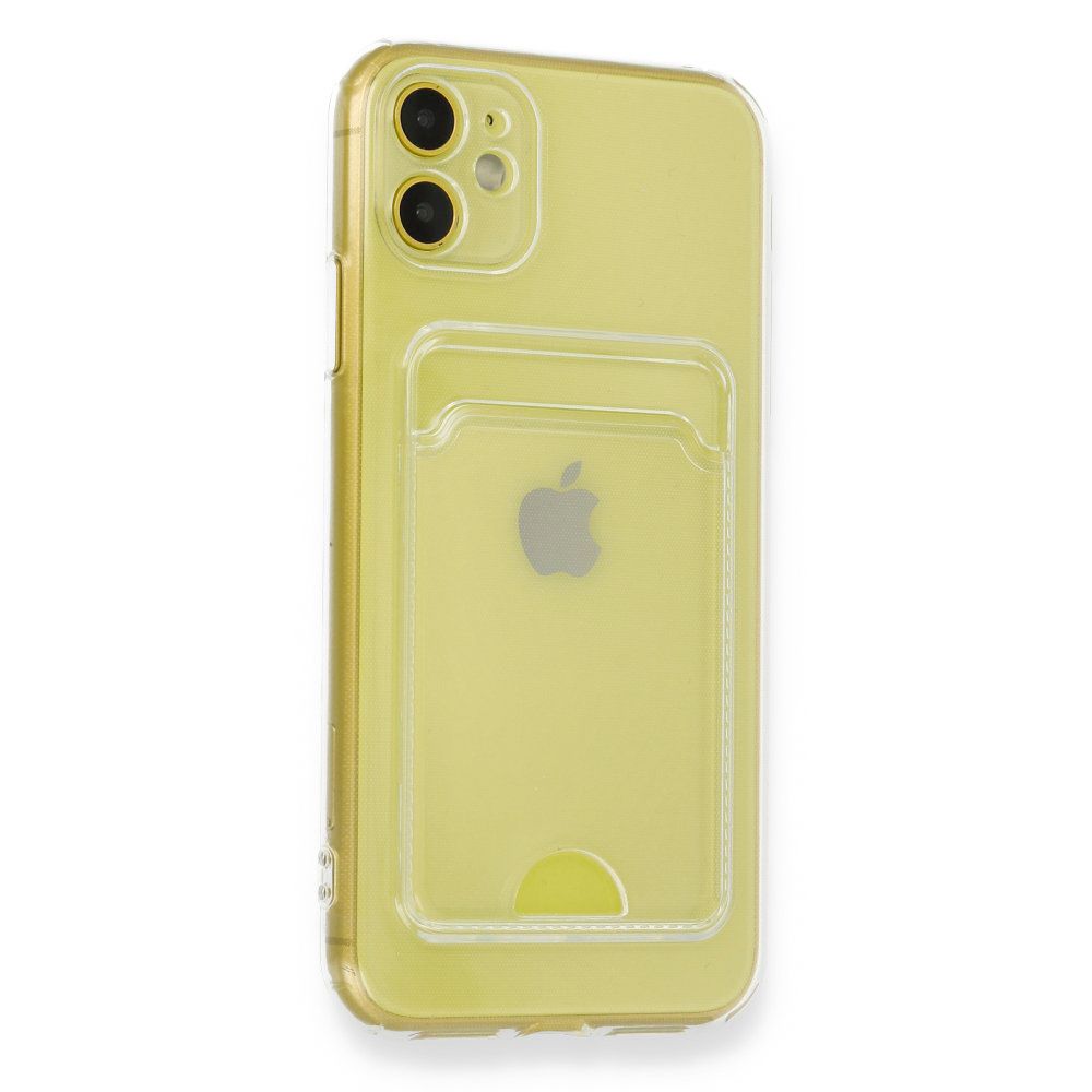 FitCase iPhone 11 Kılıf Cardy Şeffaf Kartlık Cepli Kapak