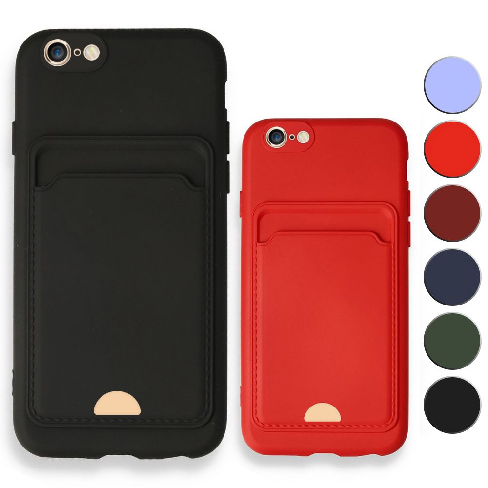 FitCase iPhone 6 / 6S Cardy Soft Delikli Kartlık Cepli Silikon Kapak