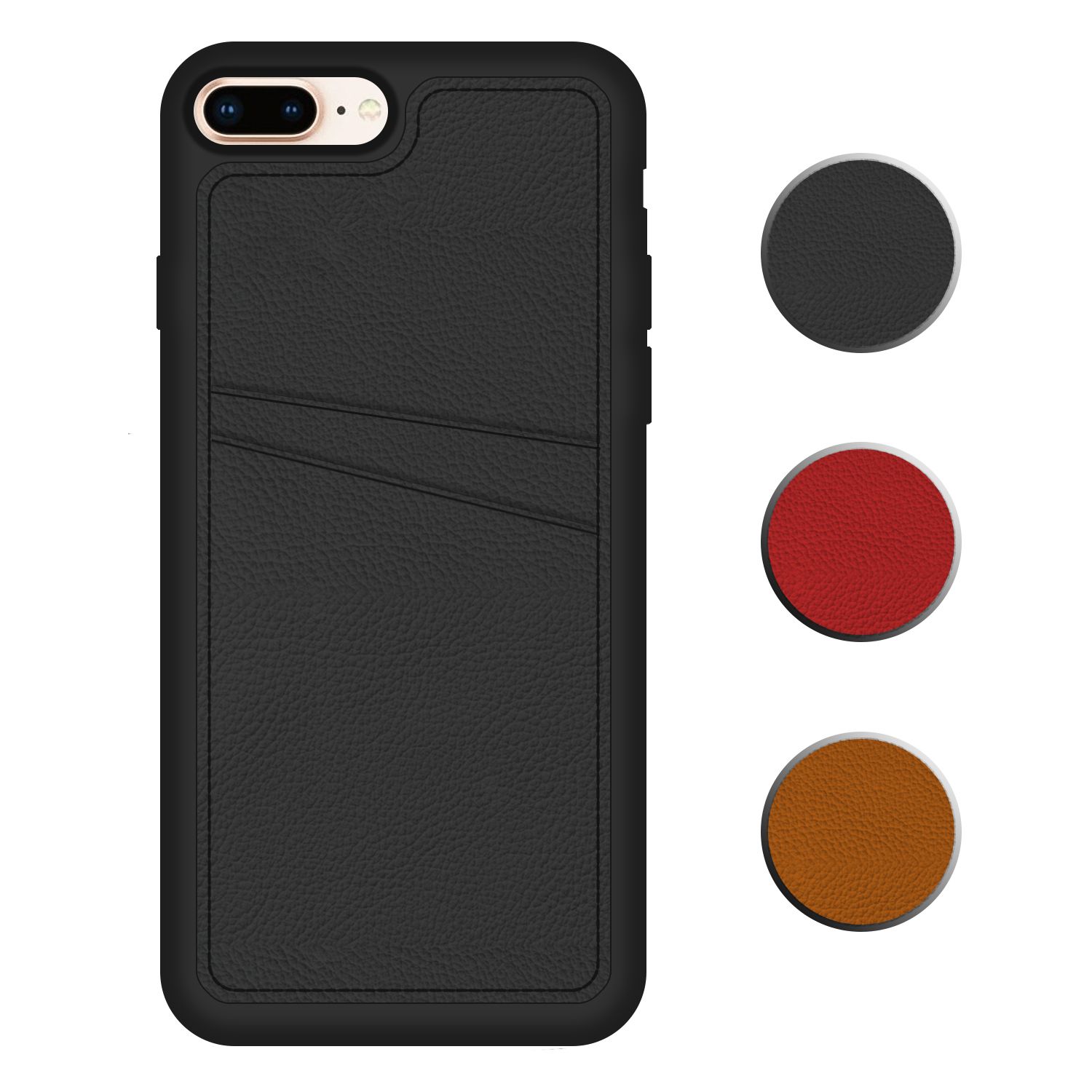 FitCase iPhone 7 Plus / 8 Plus Kılıf Proda Deri Çift Kartlık Cepli Kapak