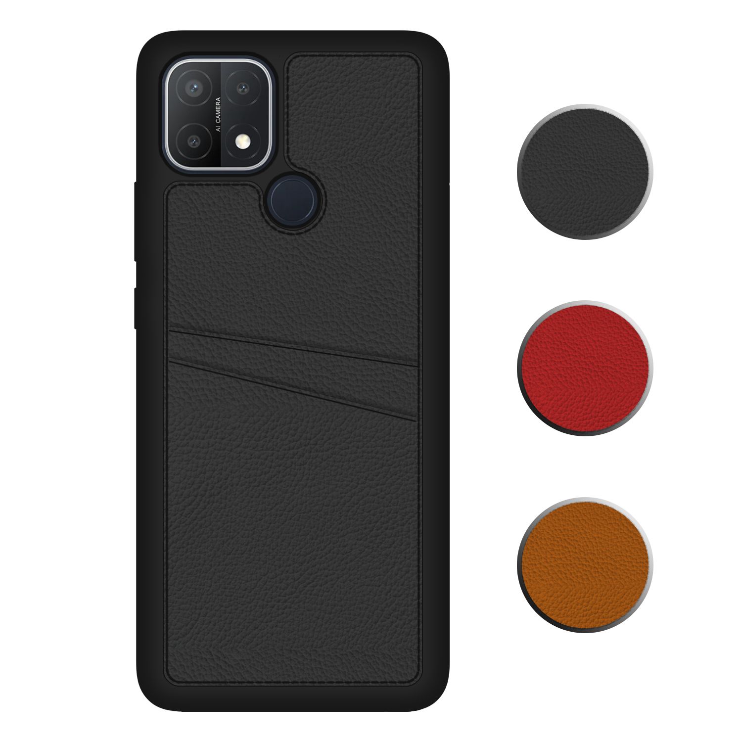FitCase Oppo A15 / A15s Kılıf Proda Deri Çift Kartlık Cepli Kapak