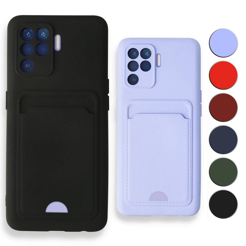 FitCase Oppo Reno 5 Lite Cardy Soft Delikli Kartlık Cepli Silikon Kapak